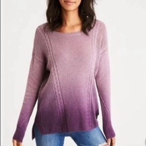 American Eagle Purple Ombré Cable Knit Sweater
